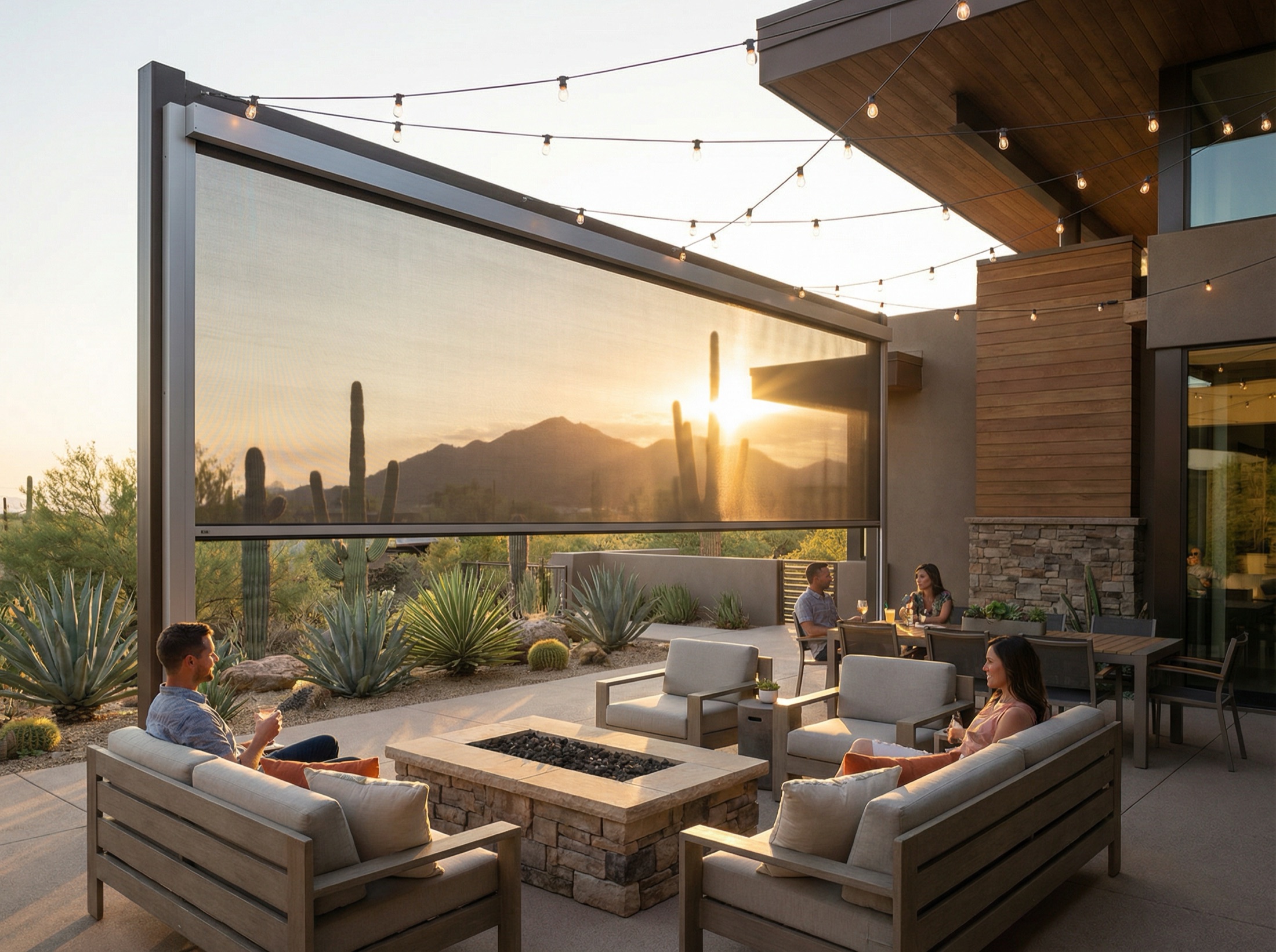 MagnaTrack Motorized Screens on Arizona patio